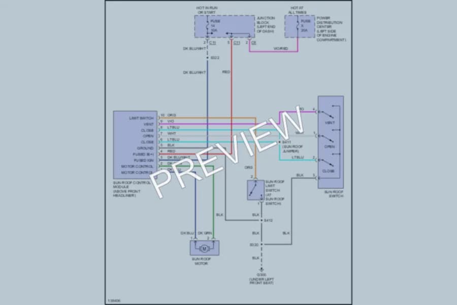 2001 Chrysler Concorde Power Top Sunroof wiring diagram preview