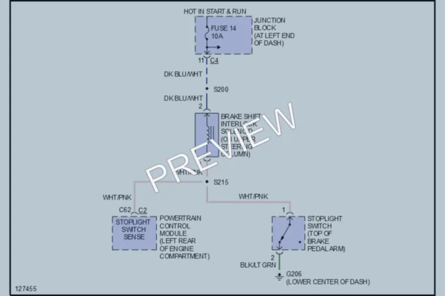 2001 Chrysler LHS Shift Interlocks wiring diagram preview