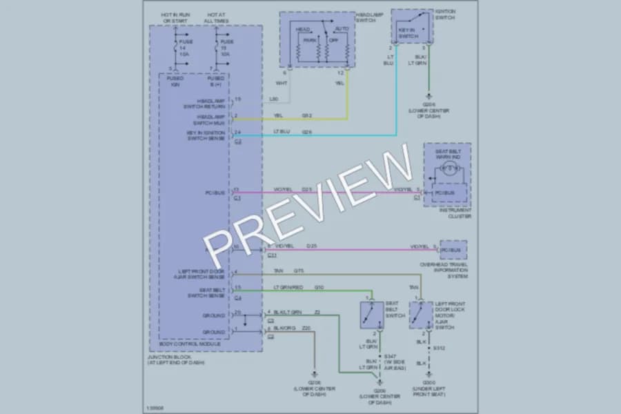 2001 Chrysler LHS Warning Systems wiring diagram preview