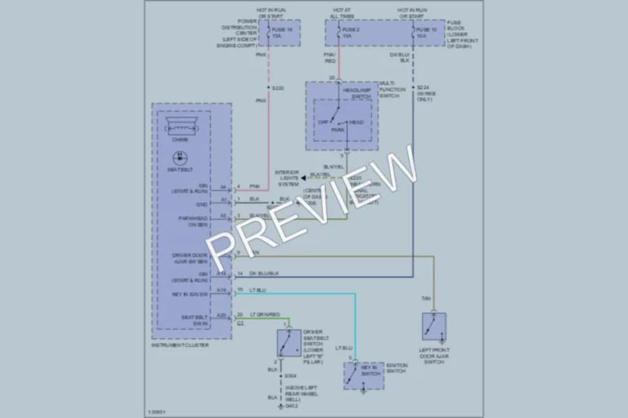 2001 Chrysler PTCruiser Warning Systems wiring diagram preview