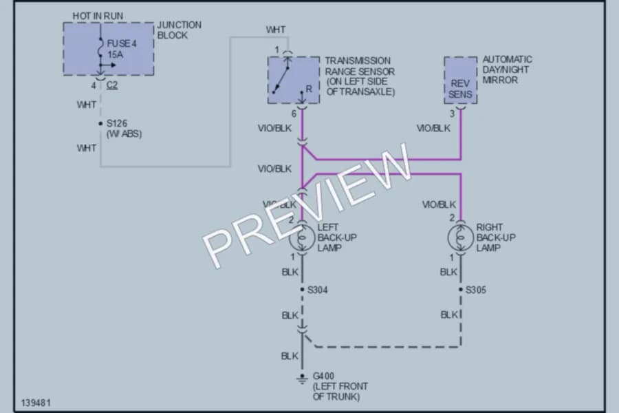 2001 Chrysler Convertible Exterior Lights wiring diagram preview with protected circuit layout