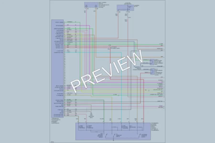 2001 Chrysler Convertible Transmission wiring diagram preview with protected circuit layout