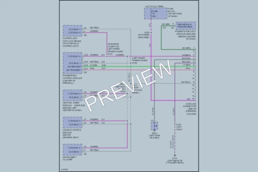 2001 Dodge B1500 Computer Data Lines wiring diagram preview with protected circuit layout