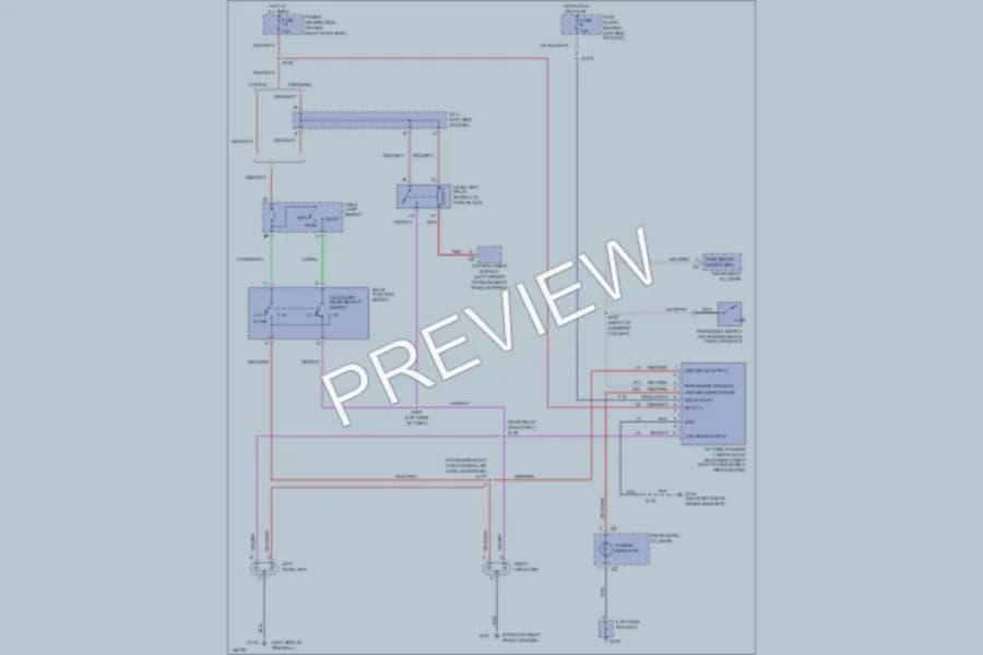 2001 Dodge B2500 Headlights wiring diagram preview with protected circuit layout