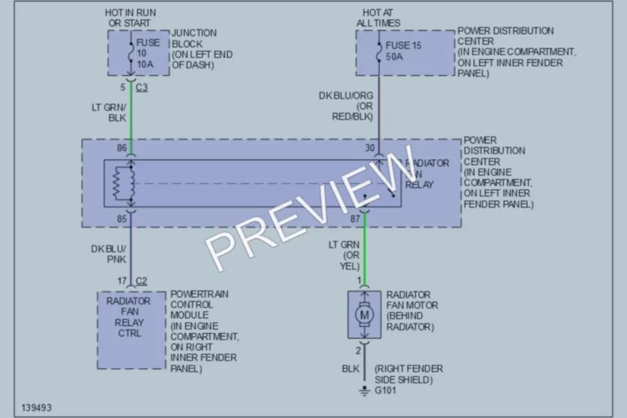 2001 Dodge Dakota Cooling Fan wiring diagram preview