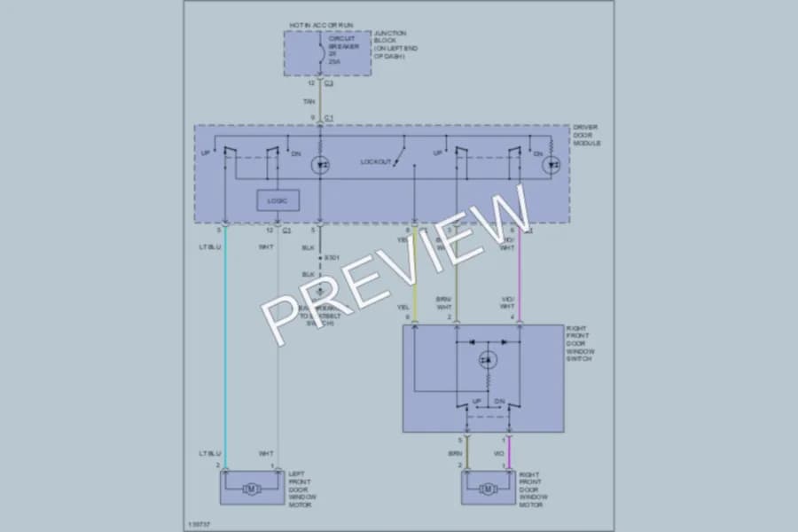 2001 Dodge Dakota Power Windows wiring diagram preview