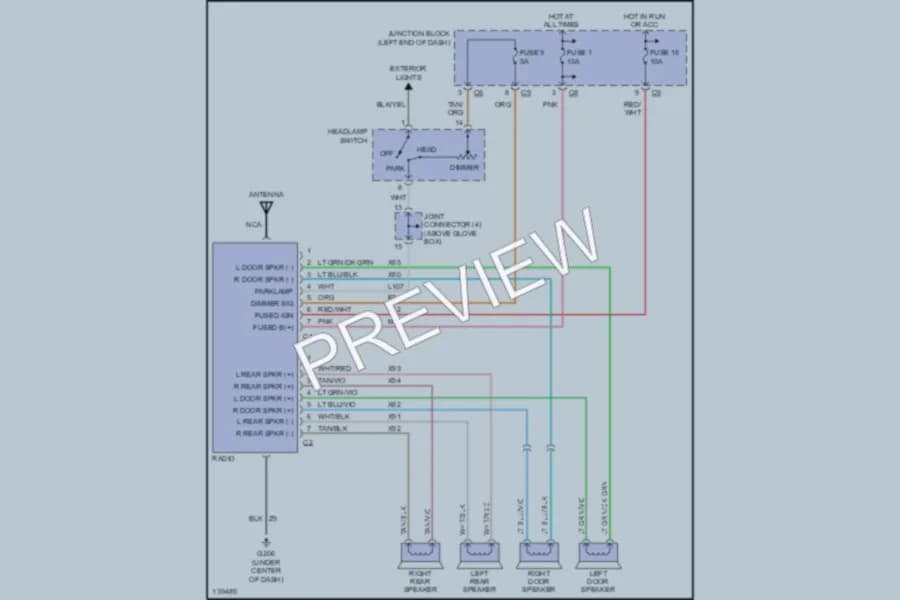 2001 Dodge Dakota Radio wiring diagram preview