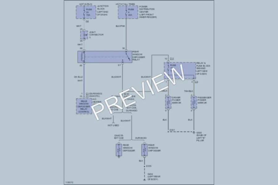2001 Dodge Durango Defoggers wiring diagram preview