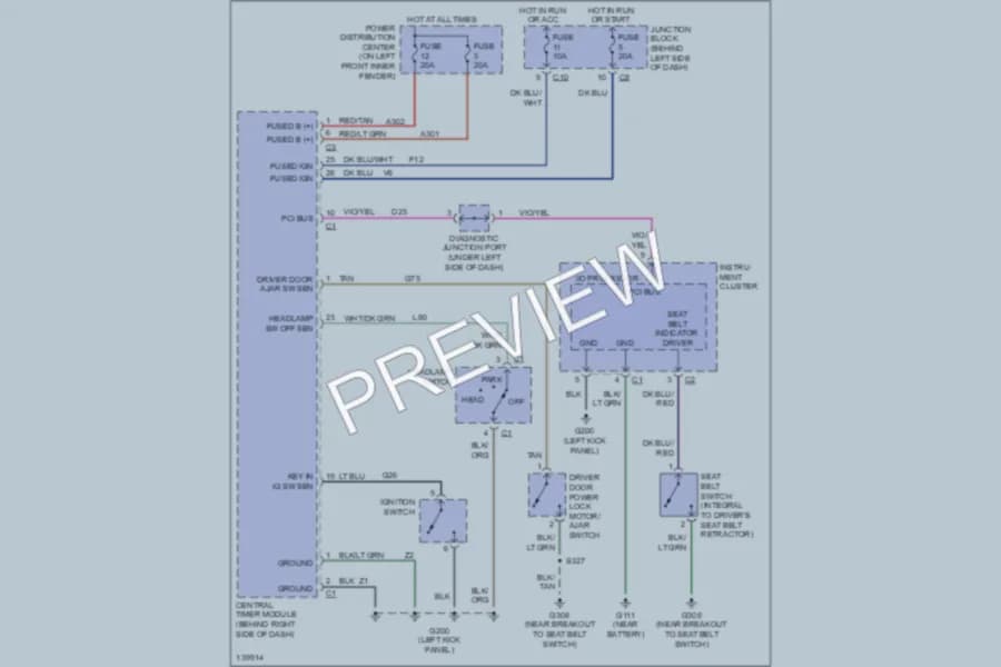2001 Dodge Durango Warning Systems wiring diagram preview