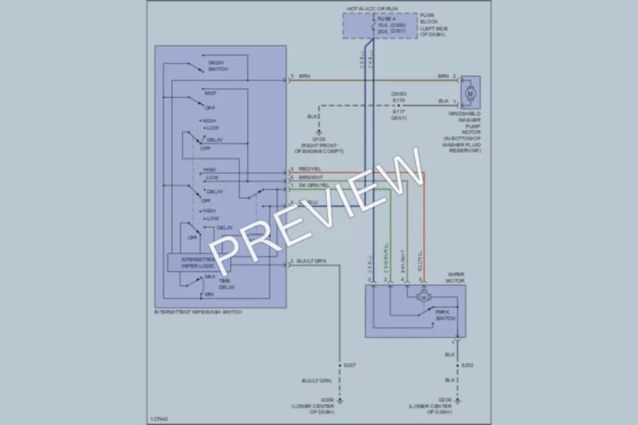 2001 Dodge Neon Wiper Washer wiring diagram preview