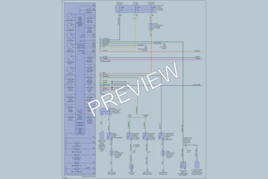 2001 Dodge R1500 Instrument Cluster wiring diagram preview with protected circuit layout