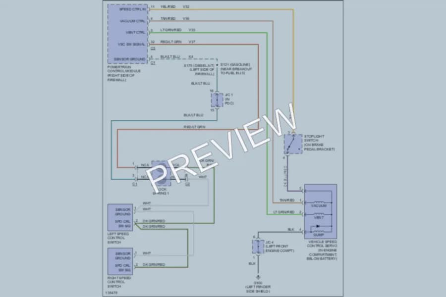 2001 Dodge R3500 Cruise Control wiring diagram preview with protected circuit layout