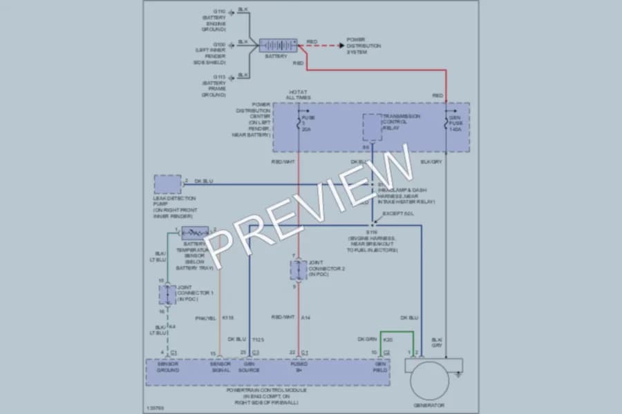 2001 Dodge R3500 Starting Charging wiring diagram preview with protected circuit layout
