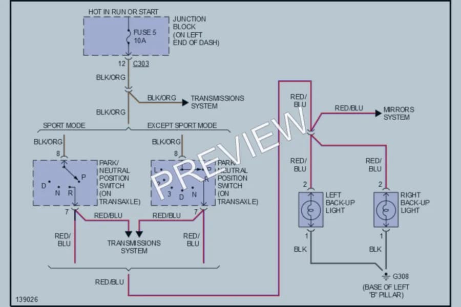 2001 Dodge 2D Coupe Exterior Lights wiring diagram preview with protected circuit layout