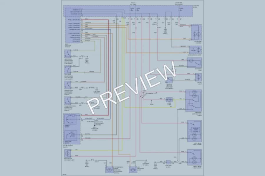 2001 Dodge 4D Sedan Interior Lights wiring diagram preview with protected circuit layout