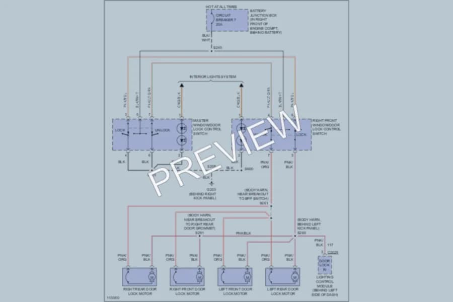2001 Ford CrownVictoria Power Door Locks wiring diagram preview
