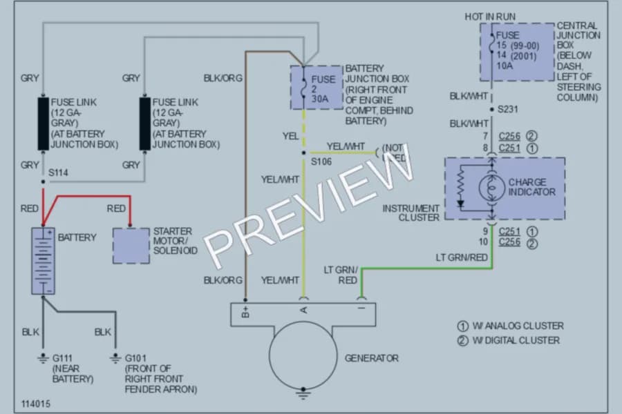 2001 Ford CrownVictoria Starting Charging wiring diagram preview