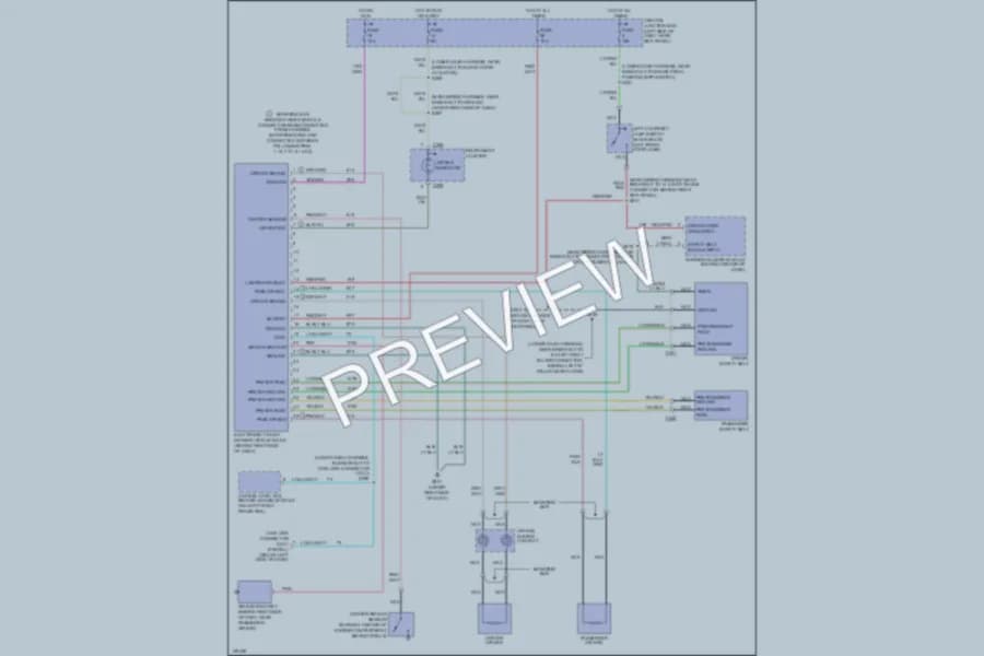 2001 Ford E250 Supplemental Restraints wiring diagram preview with protected circuit layout