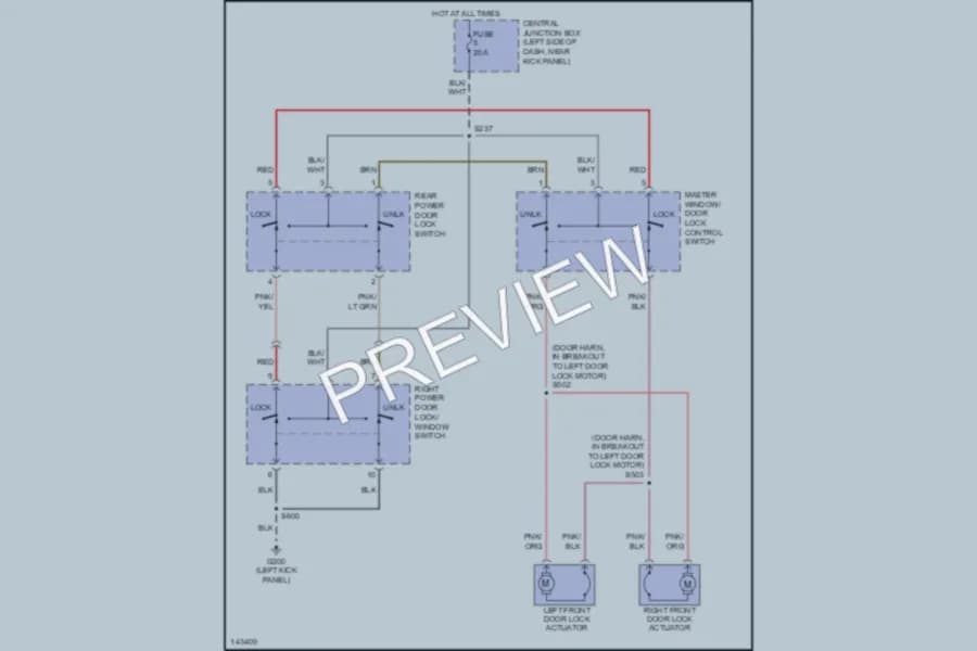 2001 Ford E450Econoline Power Door Locks wiring diagram preview