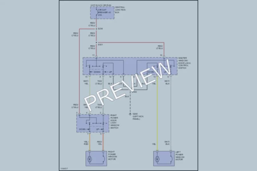 2001 Ford E450Econoline Power Windows wiring diagram preview
