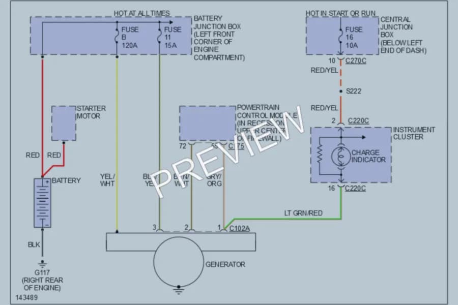 2001 Ford Escape Starting Charging wiring diagram preview