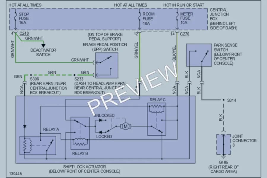 2001 Ford Escort Shift Interlocks wiring diagram preview