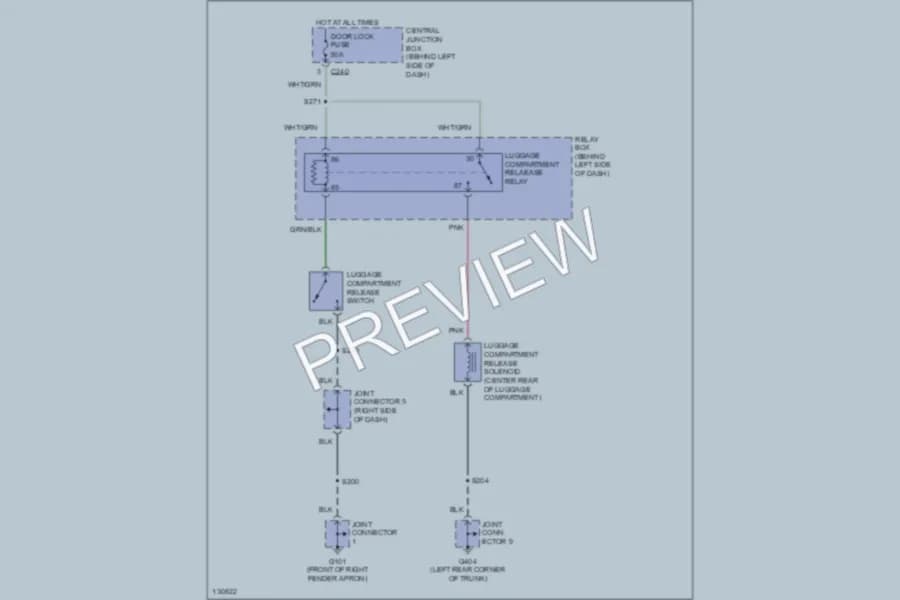 2001 Ford Escort Trunk Tailgate Fuel Door wiring diagram preview