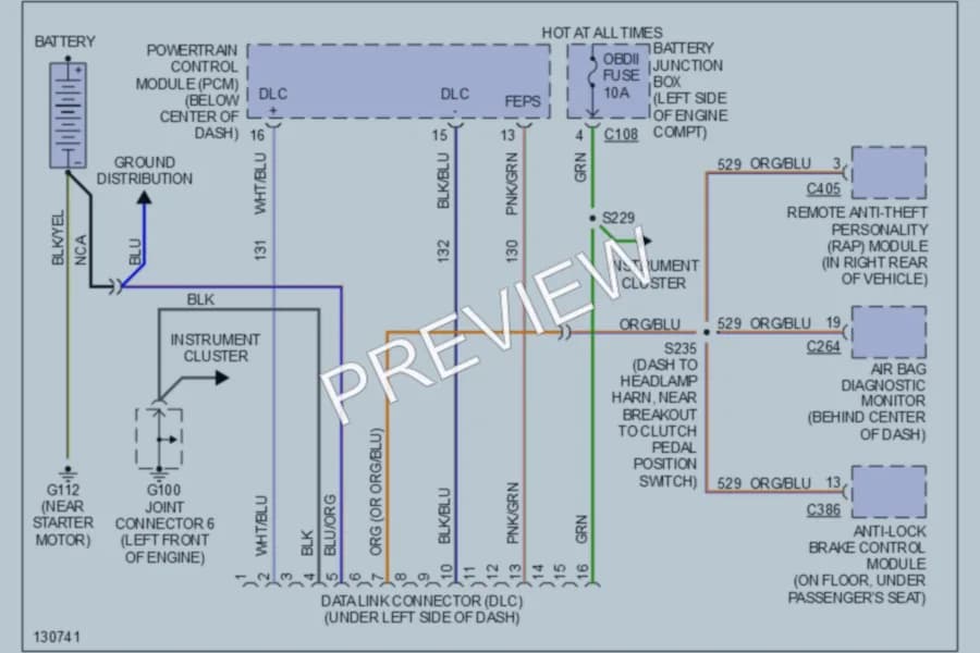 2001 Ford EscortZX2 Computer Data Lines wiring diagram preview