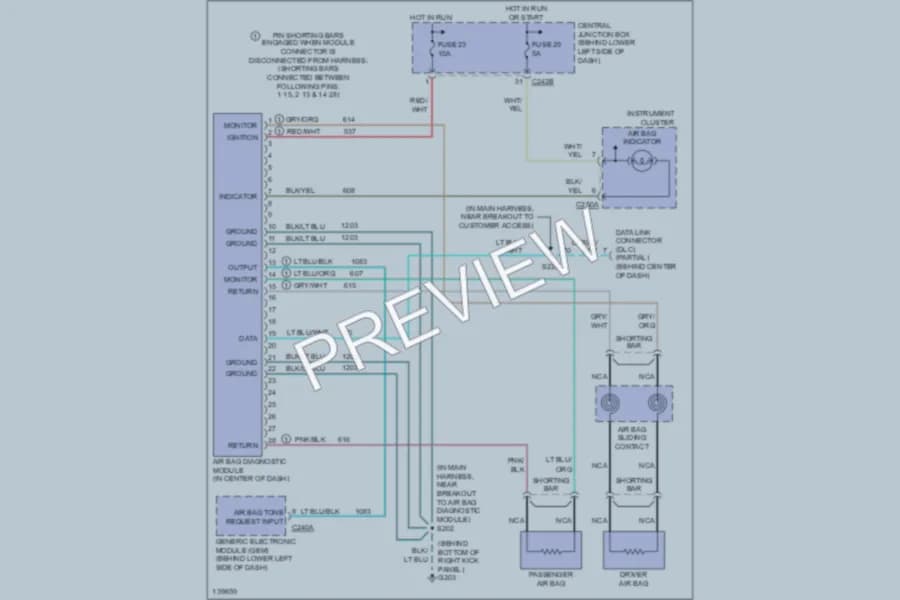 2001 Ford Excursion Supplemental Restraints wiring diagram preview