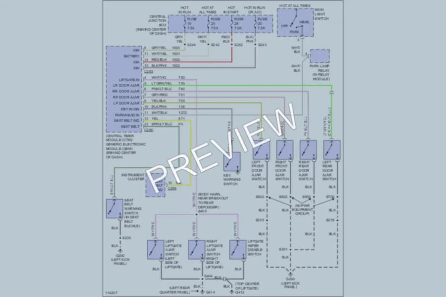 2001 Ford Explorer Warning Systems wiring diagram preview
