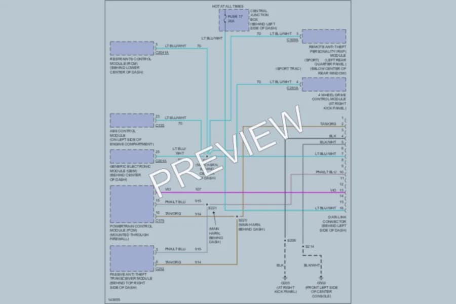2001 Ford ExplorerSport Computer Data Lines wiring diagram preview