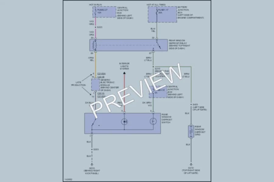 2001 Ford ExplorerSport Defoggers wiring diagram preview