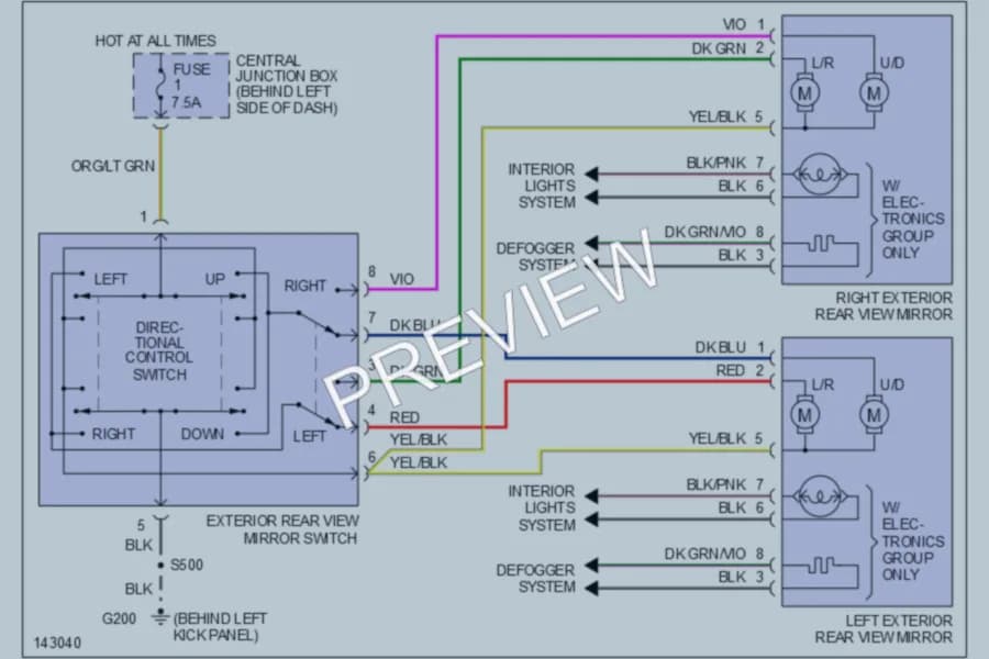 2001 Ford ExplorerSport Power Mirrors wiring diagram preview