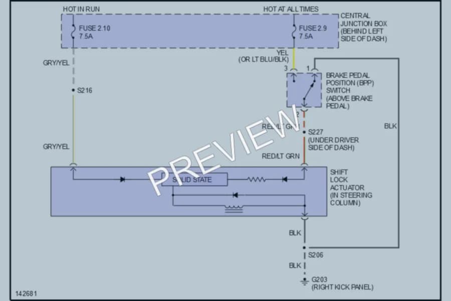 2001 Ford ExplorerSportTrac Shift Interlocks wiring diagram preview