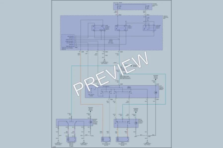 2001 Ford F150 Power Windows wiring diagram preview with protected circuit layout