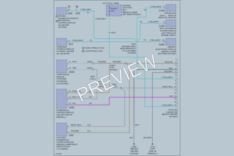 2001 Ford F350 Super Duty Computer Data Lines wiring diagram preview with protected circuit layout