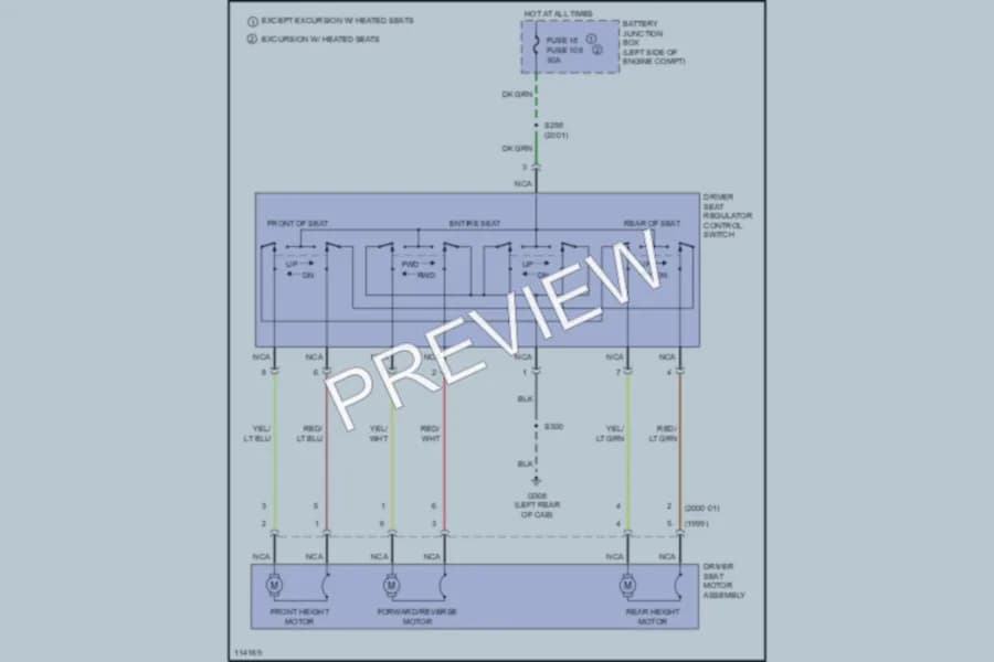 2001 Ford F550ChsCab Power Seats wiring diagram preview