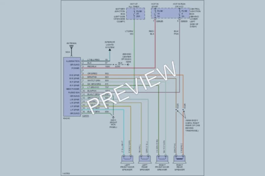 2001 Ford F550ChsCab Radio wiring diagram preview