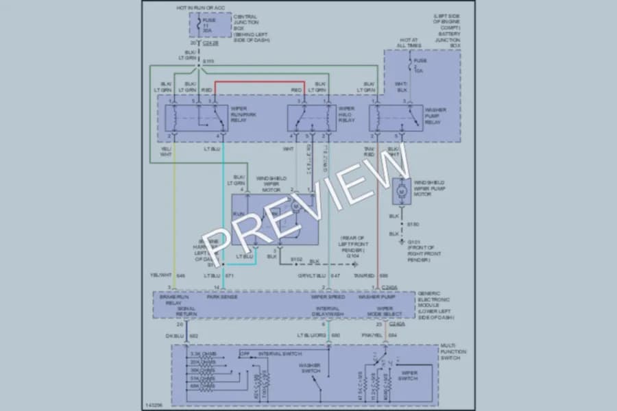 2001 Ford F550ChsCab Wiper Washer wiring diagram preview