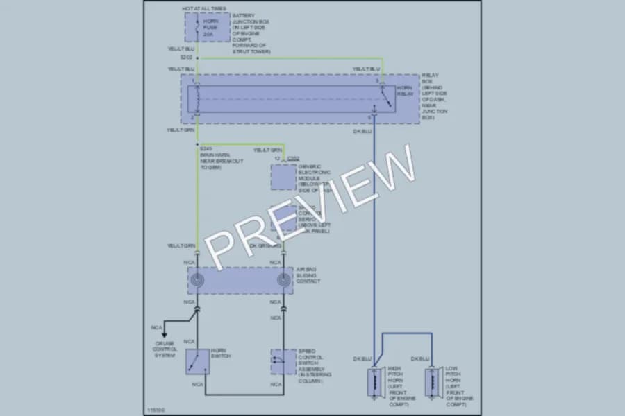 2001 Ford Mustang Horn wiring diagram preview