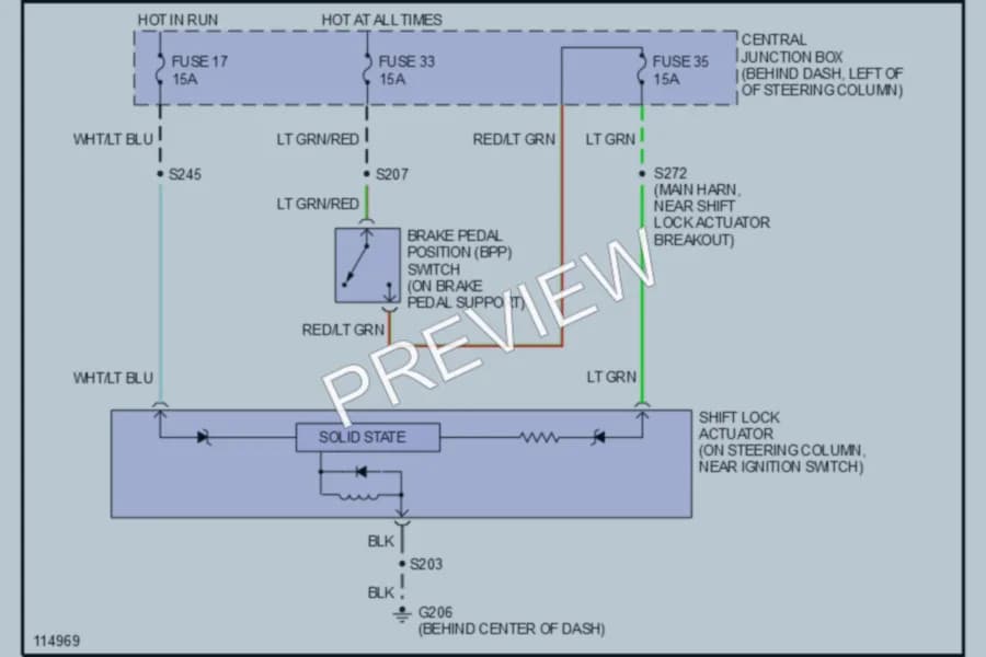 2001 Ford Mustang Shift Interlocks wiring diagram preview