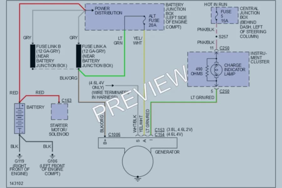 2001 Ford Mustang Starting Charging wiring diagram preview