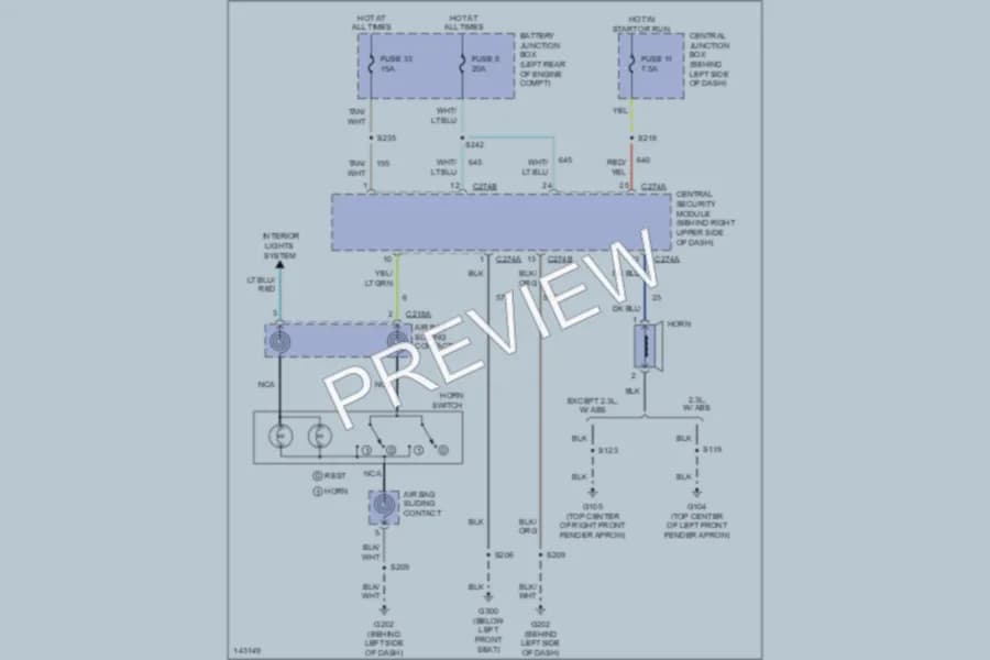 2001 Ford Ranger Horn wiring diagram preview