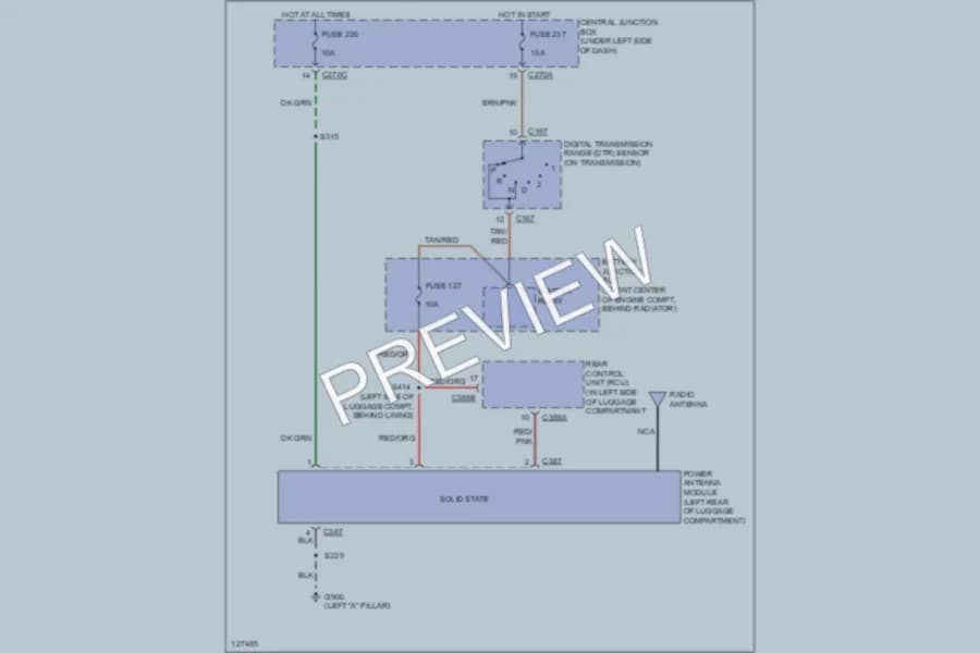 2001 Ford Taurus Power Antenna wiring diagram preview
