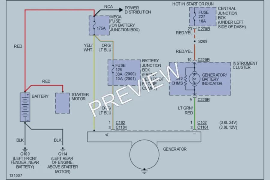 2001 Ford Taurus Starting Charging wiring diagram preview