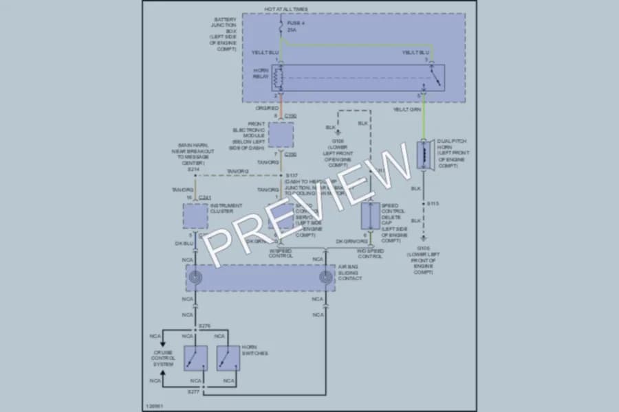 2001 Ford Windstar Horn wiring diagram preview