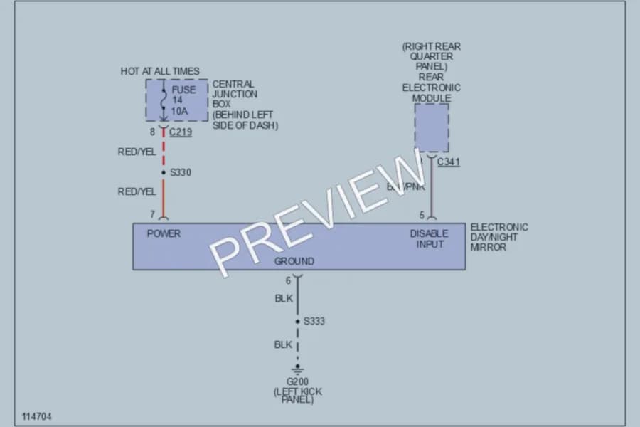 2001 Ford Windstar Power Mirrors wiring diagram preview