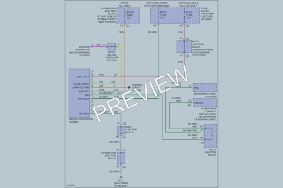2001 GMC 1500 Hd Instrument Cluster wiring diagram preview with protected circuit layout