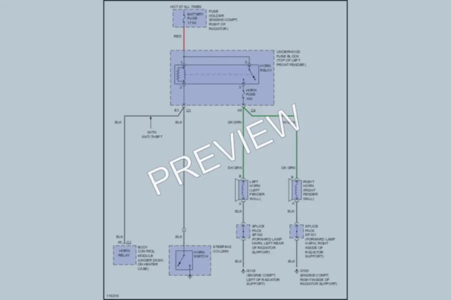 2001 GMC Jimmy Horn wiring diagram preview