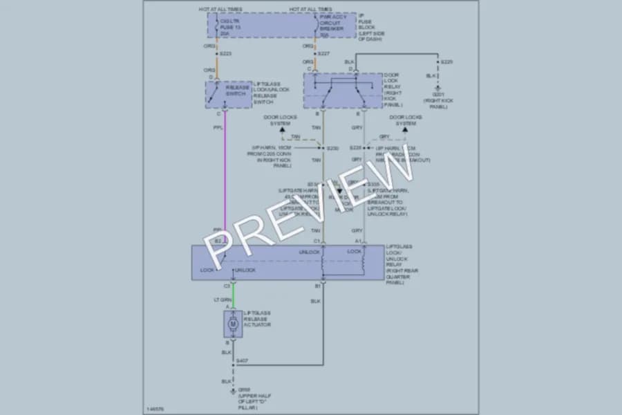 2001 GMC Safari Trunk Tailgate Fuel Door wiring diagram preview